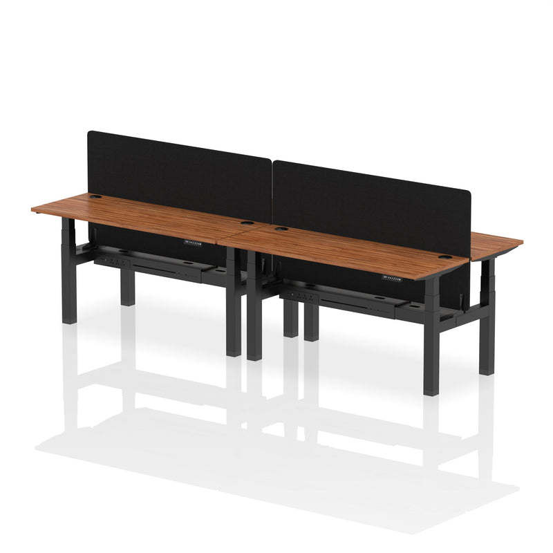 Air Back-to-Back Slimline Height Adjustable Bench Desk - 4 Person with Charcoal Straight Screen