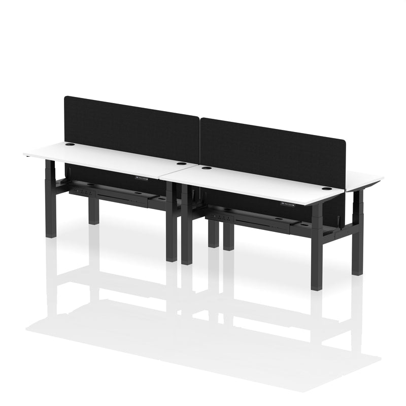 Air Back-to-Back Slimline Height Adjustable Bench Desk - 4 Person with Charcoal Straight Screen