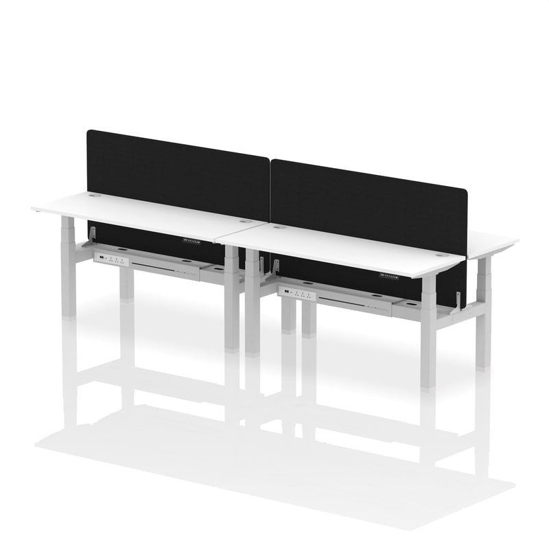 Air Back-to-Back Slimline Height Adjustable Bench Desk - 4 Person with Charcoal Straight Screen