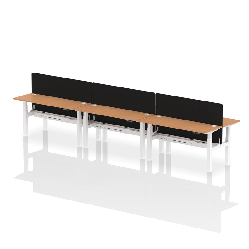 Air Back-to-Back Slimline Height Adjustable Bench Desk - 6 Person with Charcoal Straight Screen