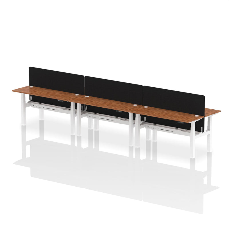 Air Back-to-Back Slimline Height Adjustable Bench Desk - 6 Person with Charcoal Straight Screen