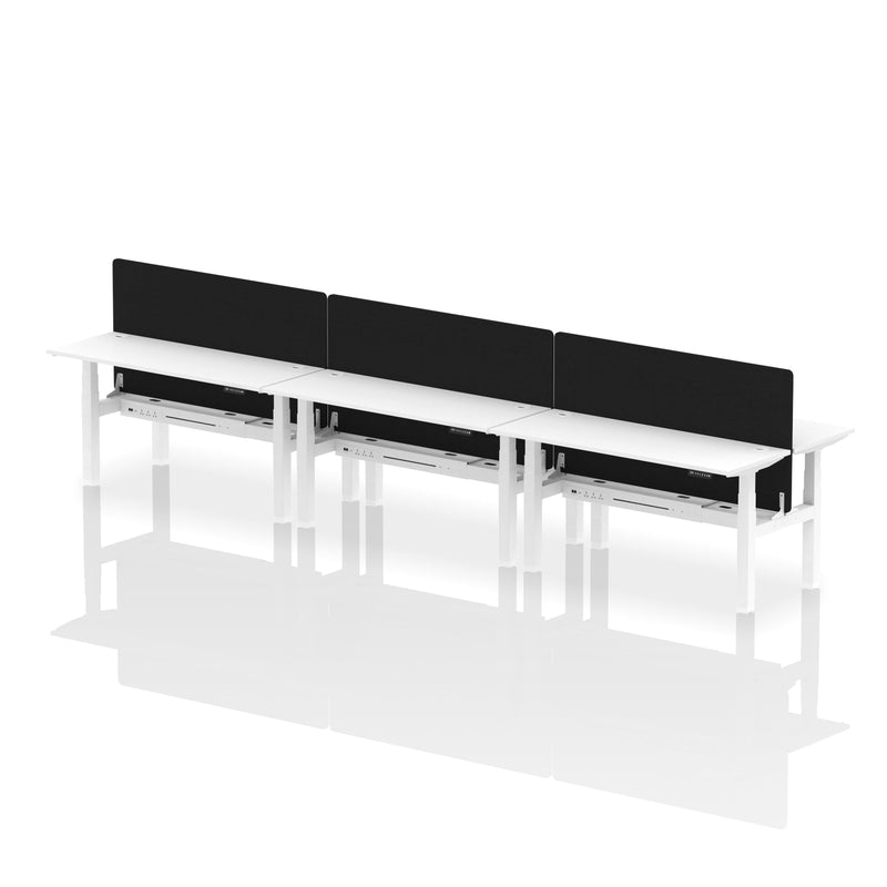 Air Back-to-Back Slimline Height Adjustable Bench Desk - 6 Person with Charcoal Straight Screen