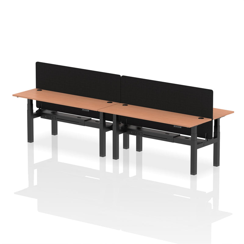 Air Back-to-Back Slimline Height Adjustable Bench Desk - 4 Person with Charcoal Straight Screen