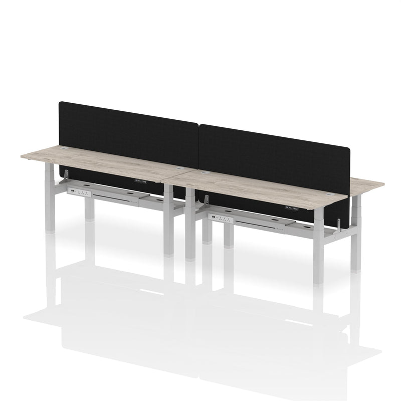 Air Back-to-Back Slimline Height Adjustable Bench Desk - 4 Person with Charcoal Straight Screen