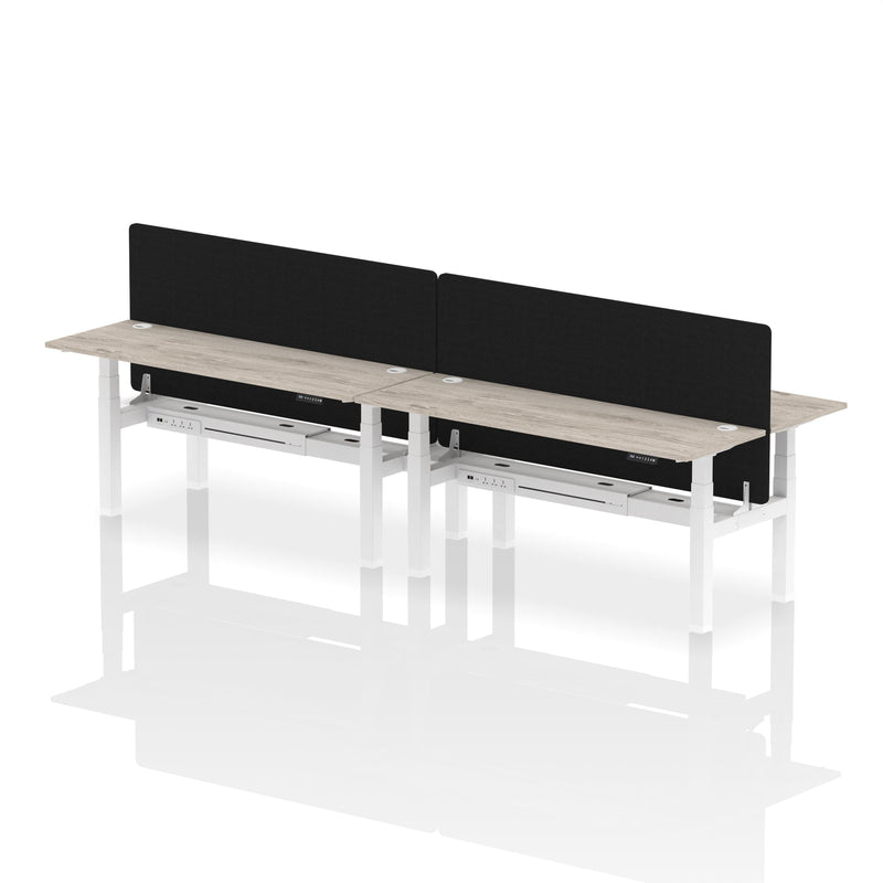 Air Back-to-Back Slimline Height Adjustable Bench Desk - 4 Person with Charcoal Straight Screen