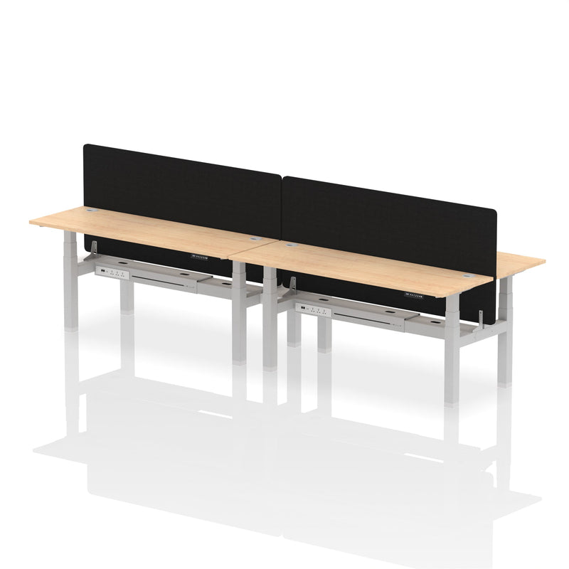 Air Back-to-Back Slimline Height Adjustable Bench Desk - 4 Person with Charcoal Straight Screen