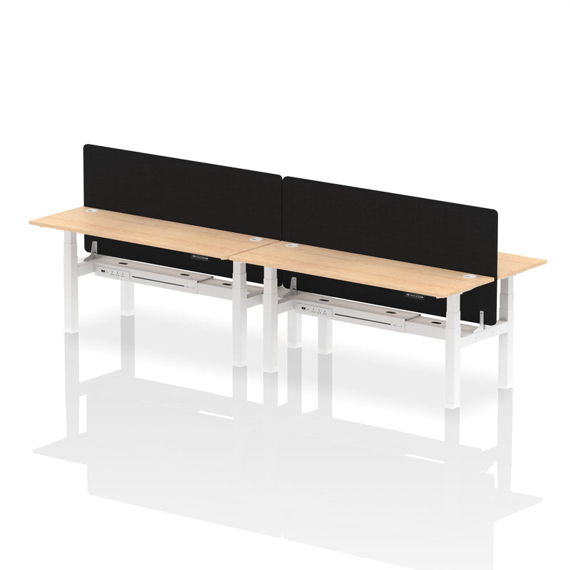 Air Back-to-Back Slimline Height Adjustable Bench Desk - 4 Person with Charcoal Straight Screen