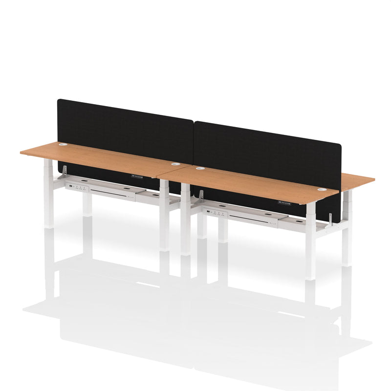 Air Back-to-Back Slimline Height Adjustable Bench Desk - 4 Person with Charcoal Straight Screen