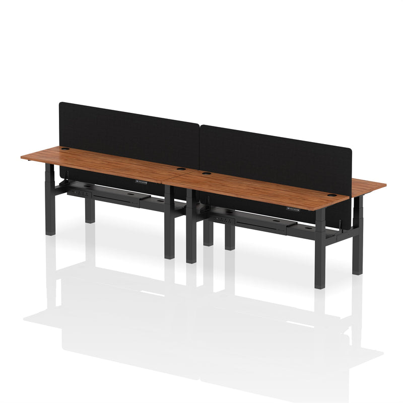 Air Back-to-Back Slimline Height Adjustable Bench Desk - 4 Person with Charcoal Straight Screen