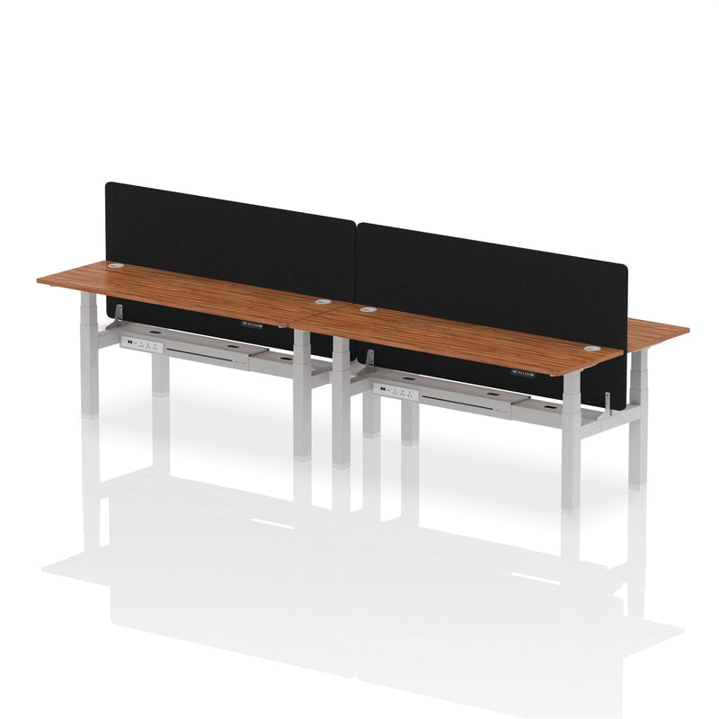 Air Back-to-Back Slimline Height Adjustable Bench Desk - 4 Person with Charcoal Straight Screen