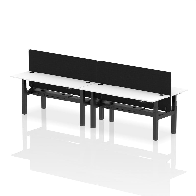 Air Back-to-Back Slimline Height Adjustable Bench Desk - 4 Person with Charcoal Straight Screen