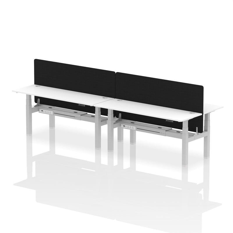 Air Back-to-Back Slimline Height Adjustable Bench Desk - 4 Person with Charcoal Straight Screen