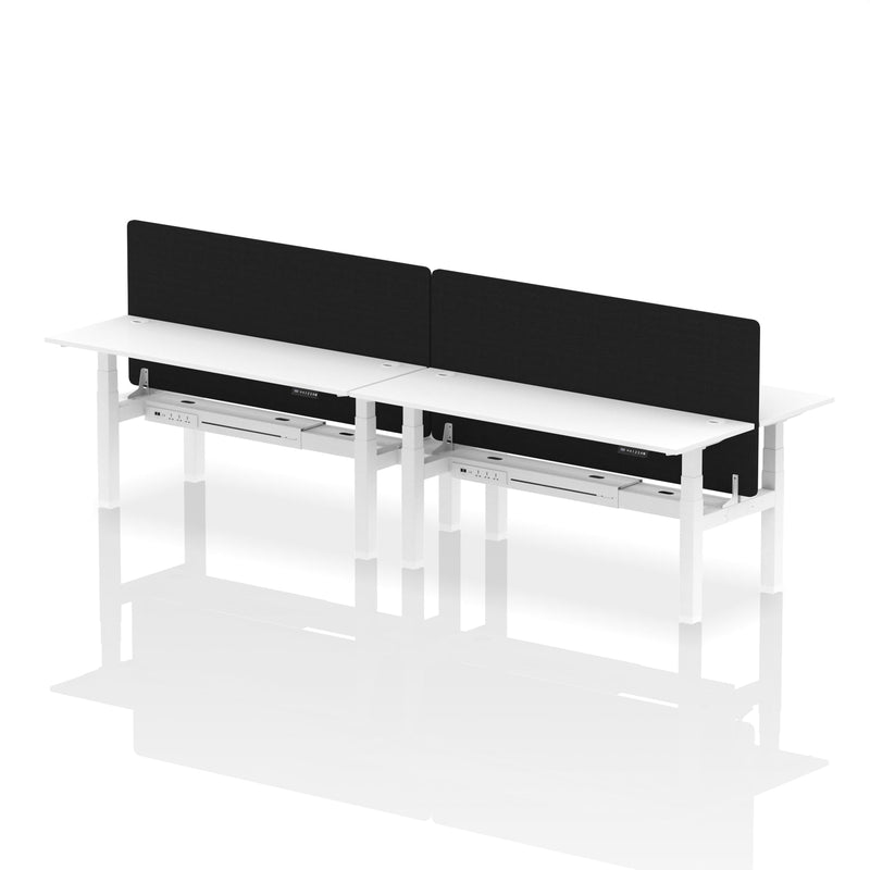 Air Back-to-Back Slimline Height Adjustable Bench Desk - 4 Person with Charcoal Straight Screen