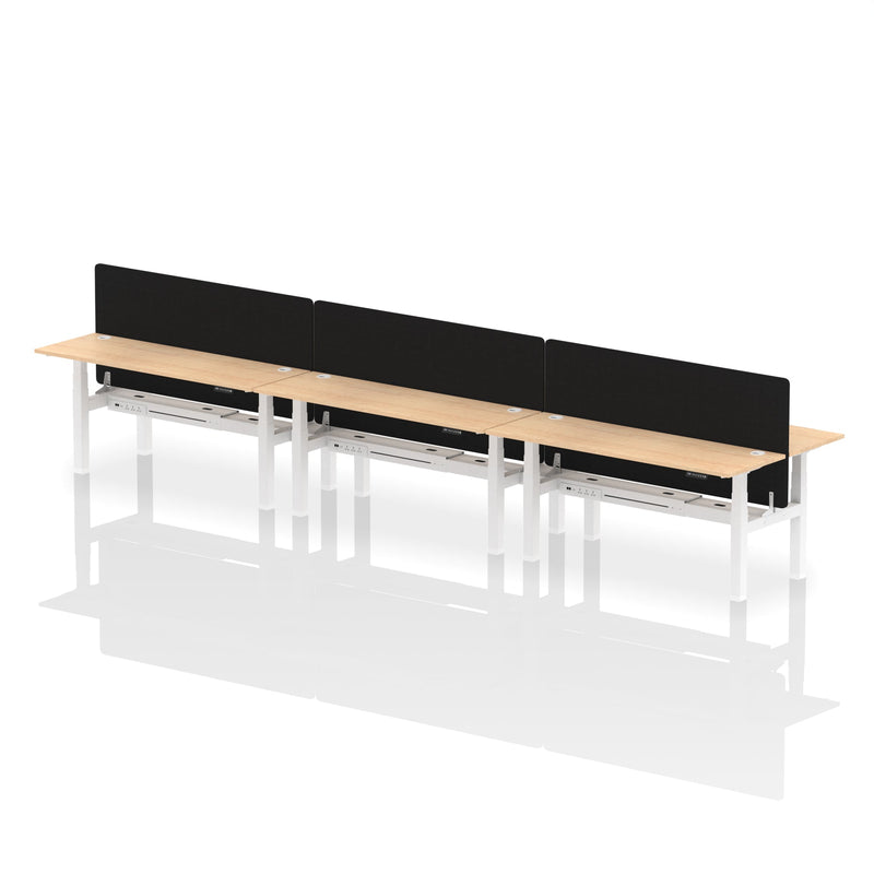 Air Back-to-Back Slimline Height Adjustable Bench Desk - 6 Person with Charcoal Straight Screen