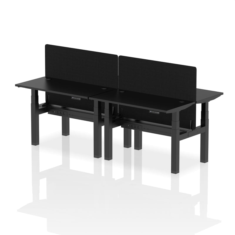 Air Back-to-Back Slimline Height Adjustable Bench Desk - 4 Person with Charcoal Straight Screen