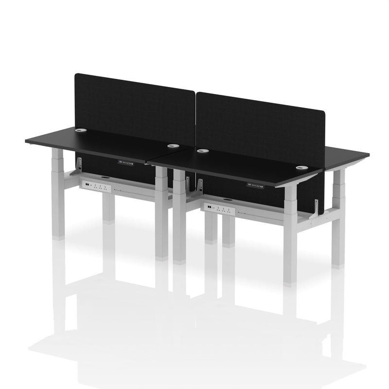 Air Back-to-Back Slimline Height Adjustable Bench Desk - 4 Person with Charcoal Straight Screen