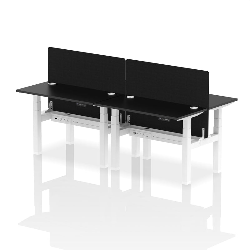 Air Back-to-Back Slimline Height Adjustable Bench Desk - 4 Person with Charcoal Straight Screen