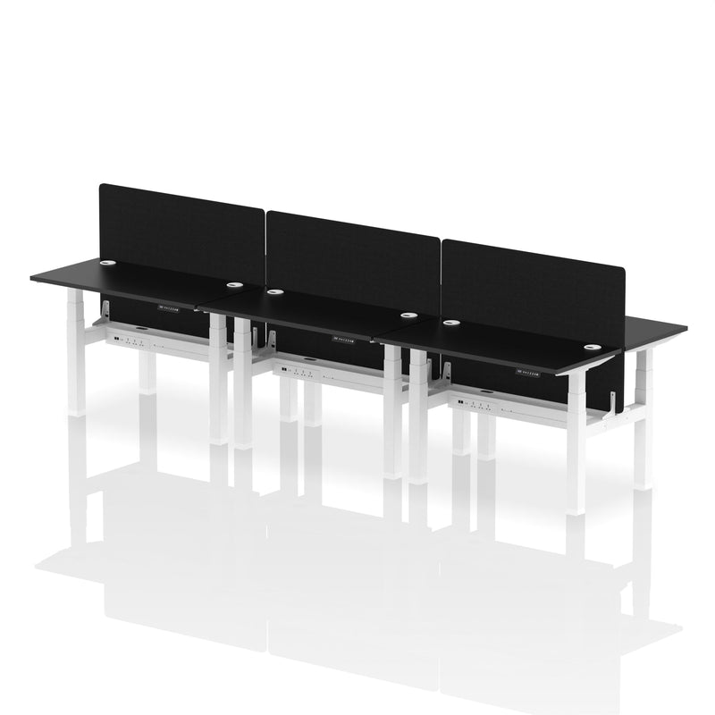 Air Back-to-Back Slimline Height Adjustable Bench Desk - 6 Person with Charcoal Straight Screen