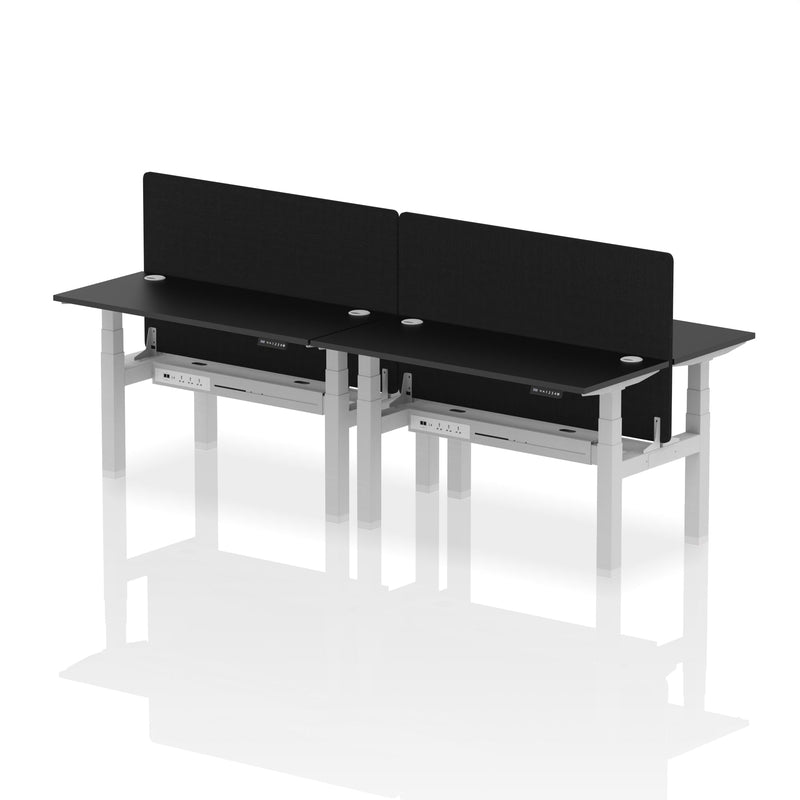 Air Back-to-Back Slimline Height Adjustable Bench Desk - 4 Person with Charcoal Straight Screen