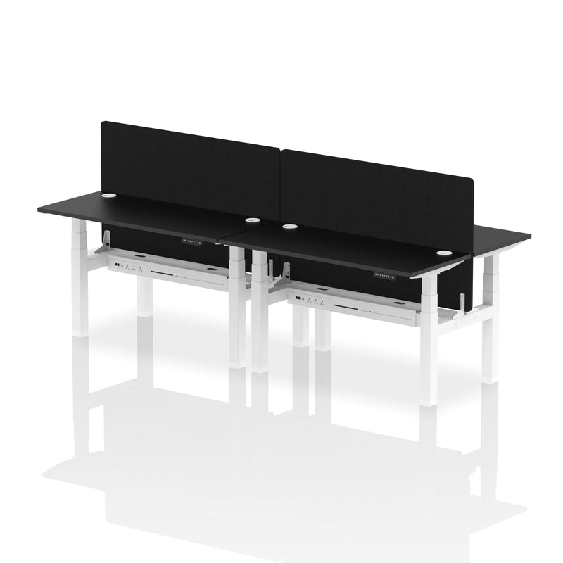 Air Back-to-Back Slimline Height Adjustable Bench Desk - 4 Person with Charcoal Straight Screen