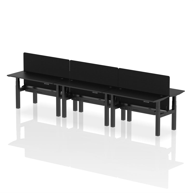 Air Back-to-Back Slimline Height Adjustable Bench Desk - 6 Person with Charcoal Straight Screen