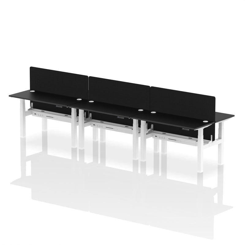 Air Back-to-Back Slimline Height Adjustable Bench Desk - 6 Person with Charcoal Straight Screen