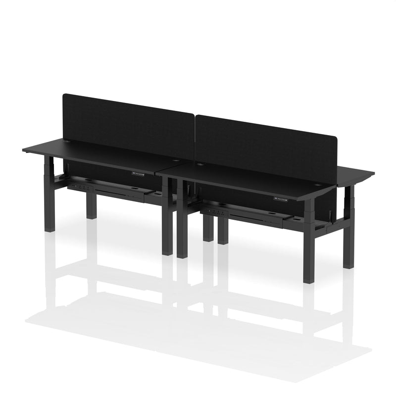 Air Back-to-Back Slimline Height Adjustable Bench Desk - 4 Person with Charcoal Straight Screen