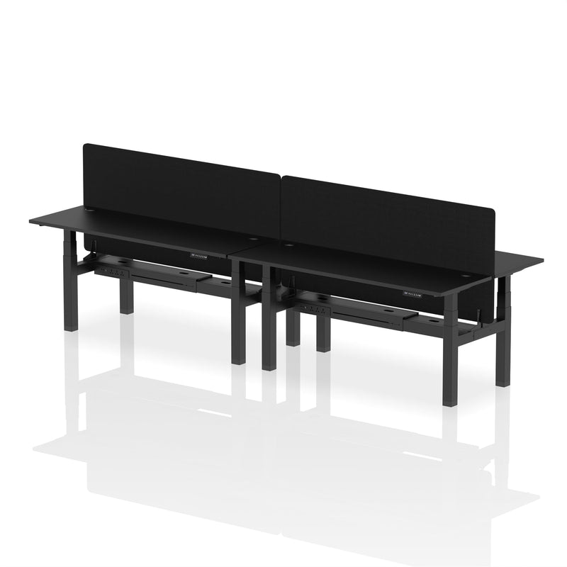 Air Back-to-Back Slimline Height Adjustable Bench Desk - 4 Person with Charcoal Straight Screen