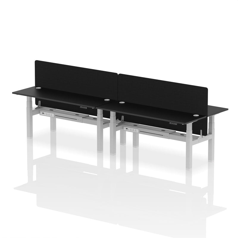 Air Back-to-Back Slimline Height Adjustable Bench Desk - 4 Person with Charcoal Straight Screen