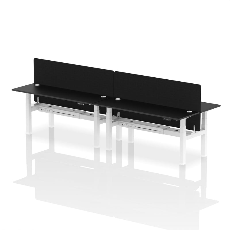 Air Back-to-Back Slimline Height Adjustable Bench Desk - 4 Person with Charcoal Straight Screen