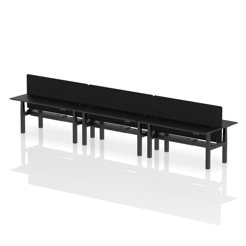 Air Back-to-Back Slimline Height Adjustable Bench Desk - 6 Person with Charcoal Straight Screen