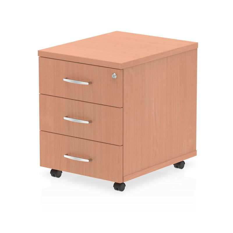 Beech wood mobile pedestal with two drawers and sleek modern design by Dynamic Office Solutions