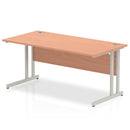 Beech top straight desk with silver cantilever legs by Dynamic Office Solutions