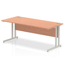 Beech top straight desk with silver cantilever legs by Dynamic Office Solutions