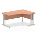 Beech cantilever desk with silver legs, featuring a spacious 1600mm surface for ergonomic office use by Dynamic Office Solut