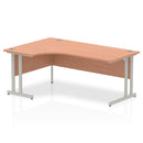 Beech corner desk with cantilever legs and cable management by Dynamic Office Solutions
