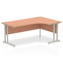 Dynamic Office Solutions 1800mm right crescent corner desk with silver cantilever legs and beech top.