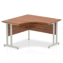 Beech L-shaped corner desk with silver legs, featuring a modern design by Dynamic Office Solutions