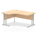Impulse 1600mm left crescent desk with beech top and silver cantilever legs by Dynamic Office Solutions