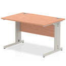 Beech top straight desk with silver legs and cable management by Dynamic Office Solutions