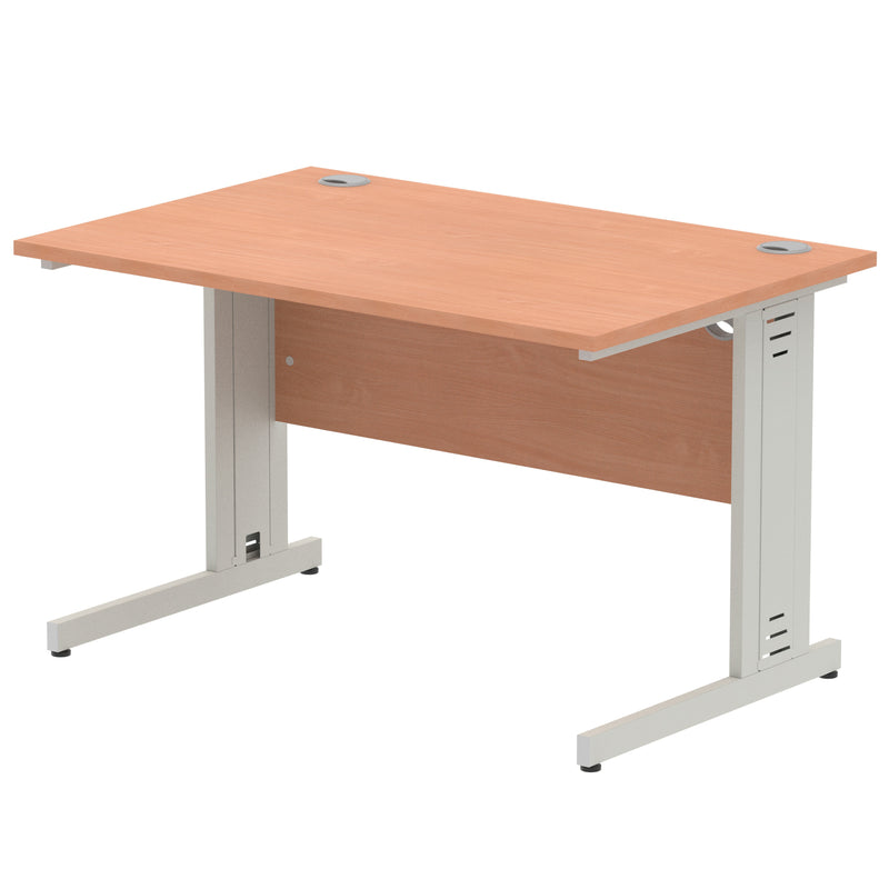 Dynamic Office Solutions Impulse desk, 1200 × 800 mm, beech top and silver cable-managed leg