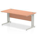 Dynamic Office Solutions 1600mm beech straight desk with silver cantilever legs and cable management