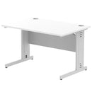 Dynamic Office Solutions Impulse desk, 1200 × 800 mm, white top and silver cable-managed leg