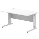 Dynamic Office Solutions Impulse desk, 1400 × 800 mm, white top and silver  cable-managed leg