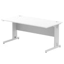 Dynamic Office Solutions Impulse desk, 1600 × 800 mm, white top and silver cable-managed leg