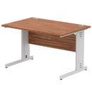 Dynamic Office Solutions Impulse desk, 1200 × 800 mm, walnut top and silver cable-managed leg