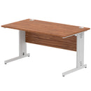 Dynamic Office Solutions Impulse desk, 1400 × 800 mm, walnut top and silver  cable-managed leg