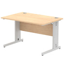 Dynamic Office Solutions Impulse desk, 1200 × 800 mm, maple top and silver cable-managed leg