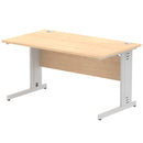 Dynamic Office Solutions Impulse desk, 1400 × 800 mm, maple top and silver  cable-managed leg
