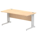 Dynamic Office Solutions Impulse desk, 1600 × 800 mm, maple top and silver cable-managed leg